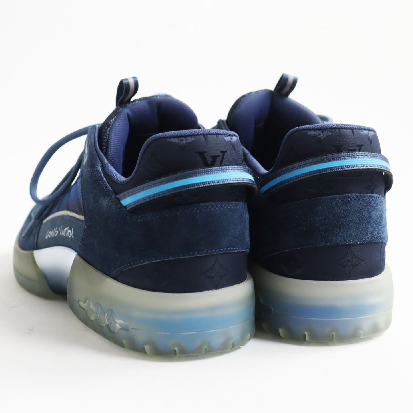 LOUIS VUITTON Low cut sneakers Part: Suede, Part: Nubuck blue Abbey line mens 7