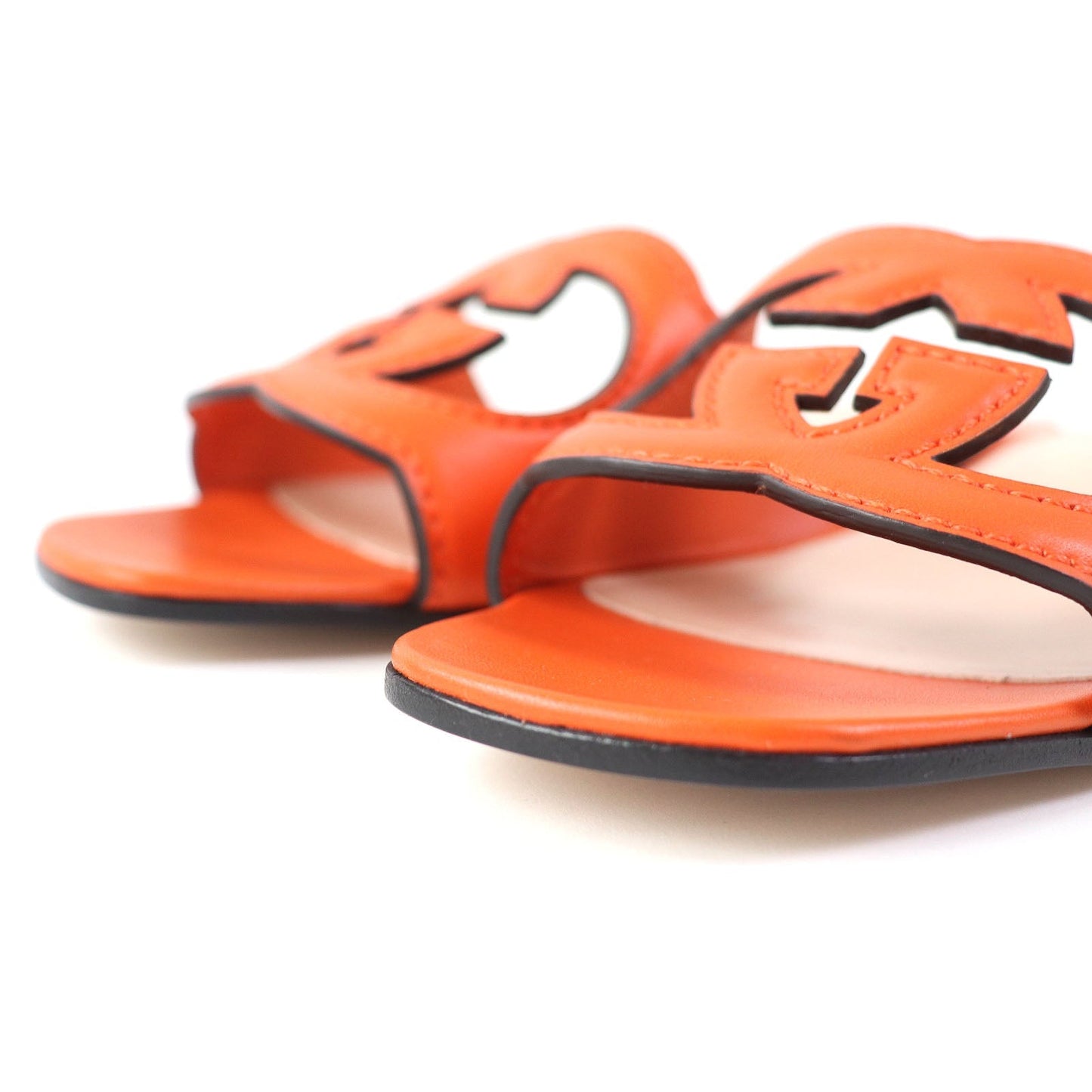 Luxury Gucci Trending 2025 Leather Slide Sandals Orange 36