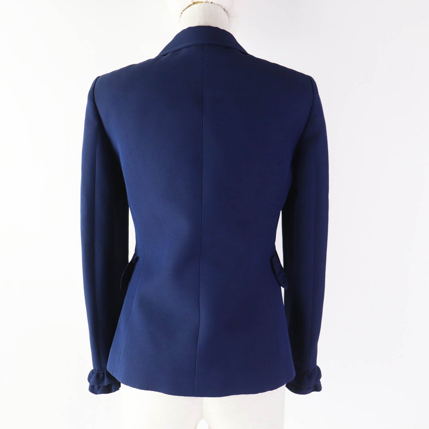 Luxury Gucci Trending 2025 Wool Silk Frill Jacket Navy 38