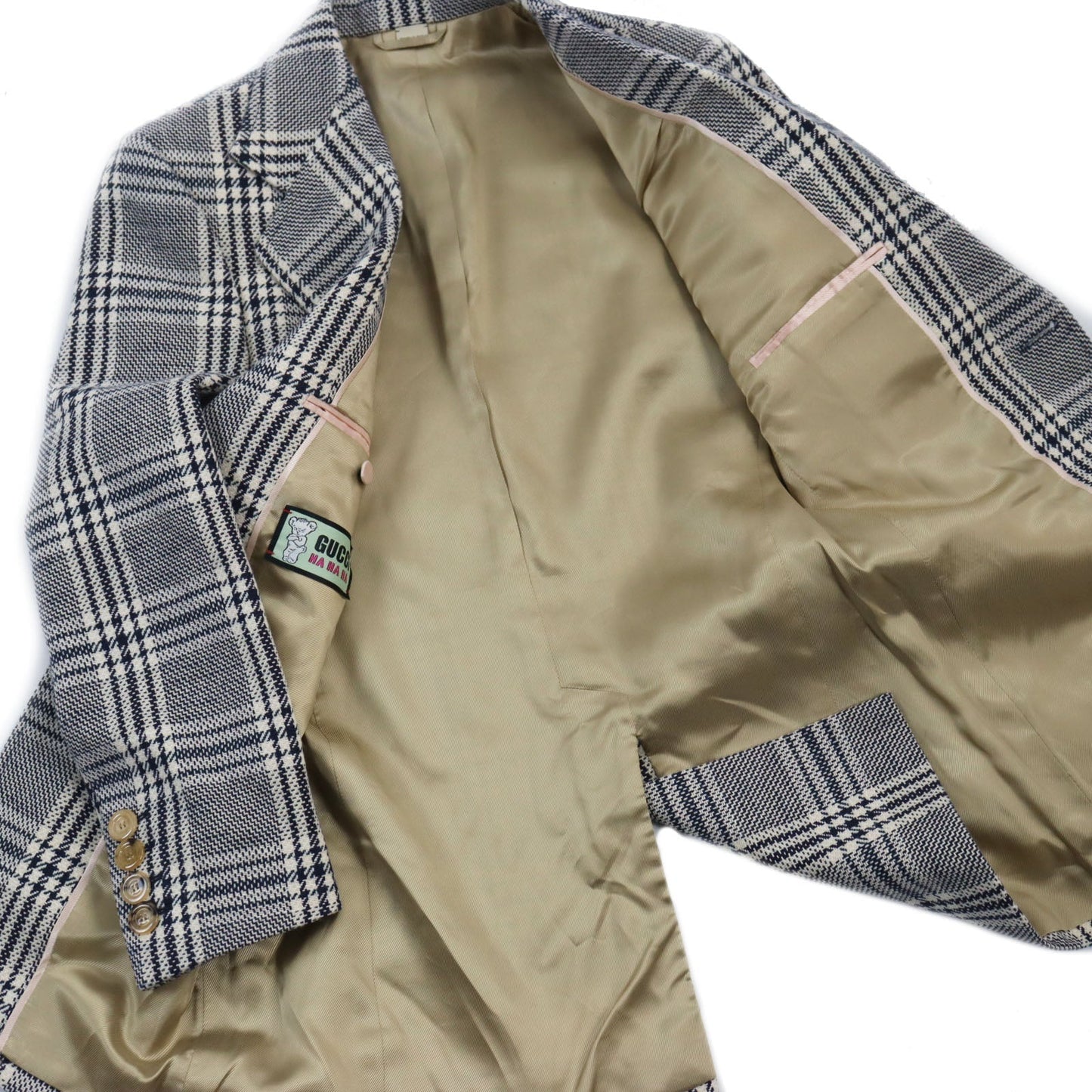 Luxury Gucci Trending 2025 HA HA HA Check Jacket Wool Cotton Linen Blend