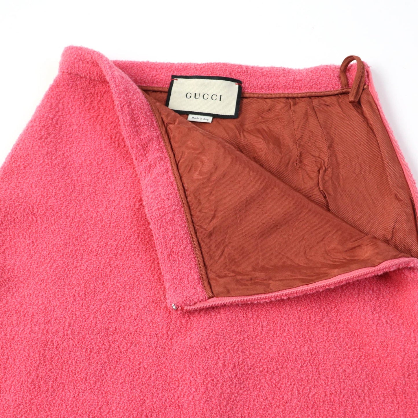Luxury Gucci Trending 2025 Wool Nylon Tweed A-line Skirt Pink 36