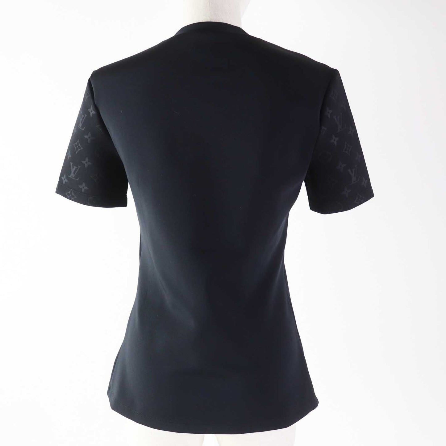 LOUIS VUITTON Short sleeve T-shirt 1AAB27 Outer material: 72% nylon, Outer material: 28% polyurethane, Other: 100% polyvinyl chloride black Embossed monogram sleeve T-shirt Women S
