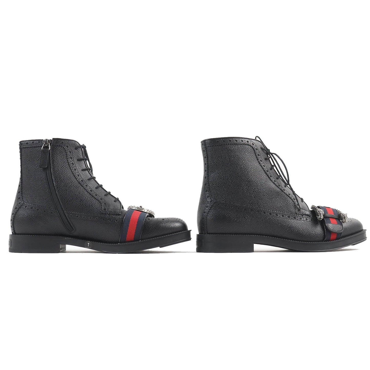 Luxury Gucci Trending 2025 Tiger Head Leather Boots Black 7
