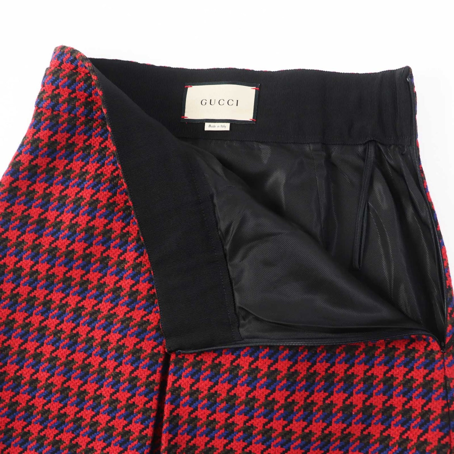 Luxury Gucci Trending 2025 Wool Nylon Houndstooth Skirt 40 Women