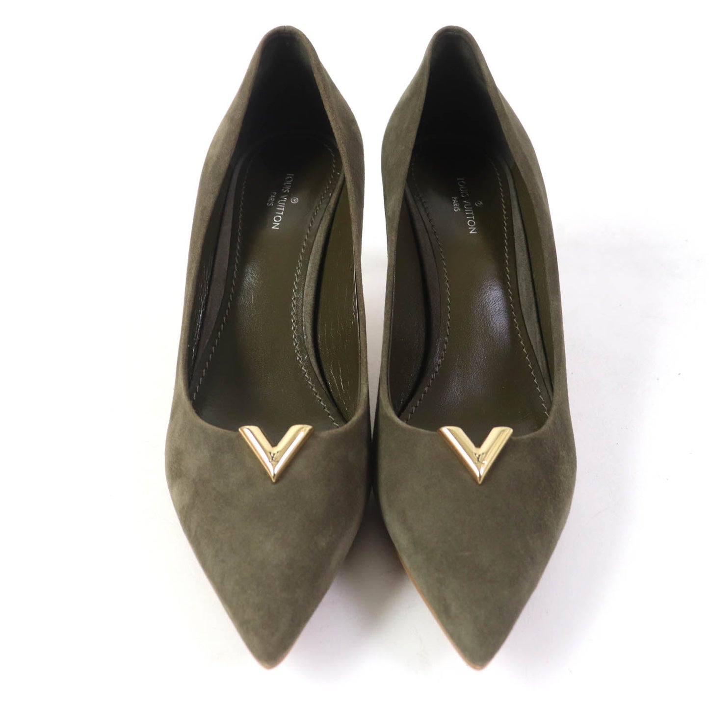 LOUIS VUITTON pumps Main: Suede leather khaki Heartbreaker Line Women 37