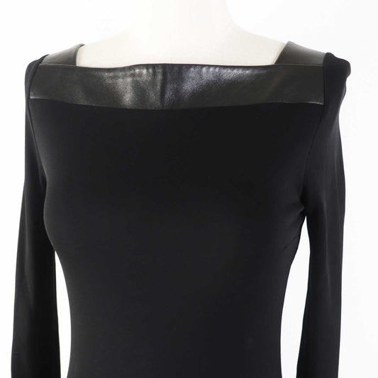 Luxury Gucci Trending 2025 Rayon Lamb Leather Dress Black XS