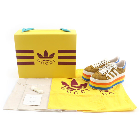 Luxury Gucci Trending 2025 Gazelle GG Canvas Platform Sneakers