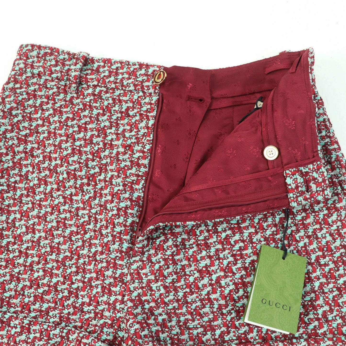 Luxury Gucci Trending 2025 Cotton Nylon Tweed Shorts Red Green