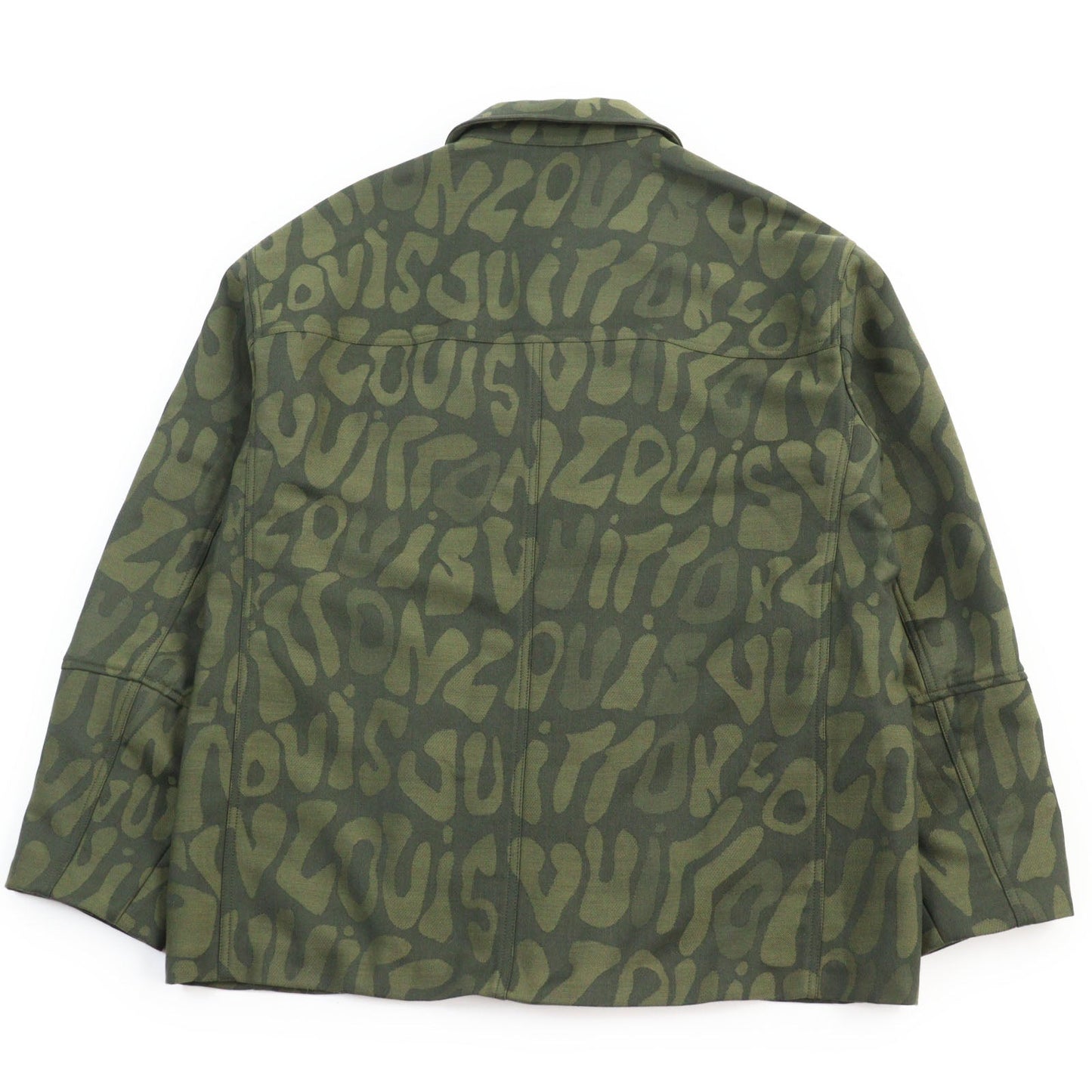 LOUIS VUITTON Long sleeve shirt HOB02E wool khaki camouflage overshirt LV Laced Wool Overshirt 50
