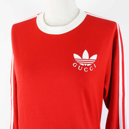 Luxury Gucci Trending 2025 Adidas Cotton T-shirt Dress XS Red White
