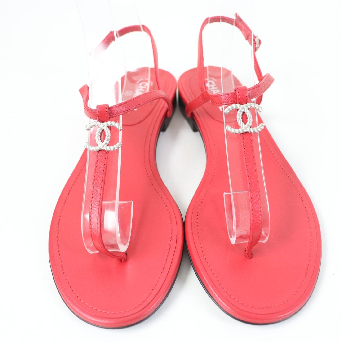 Chanel COCO Mark Leather Ankle Strap Flats