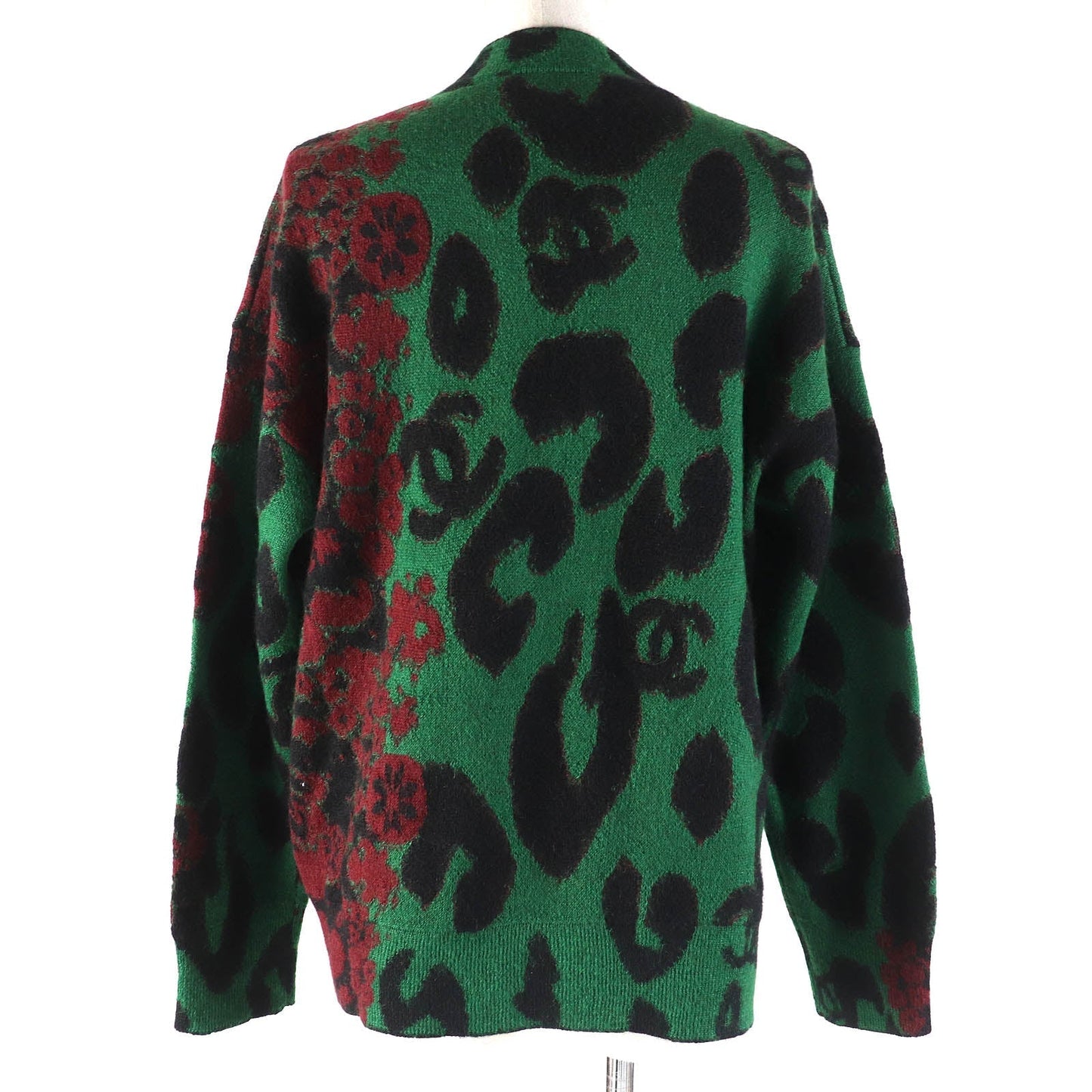 Chanel Cashmere Mohair Cardigan Pants Set Green Black