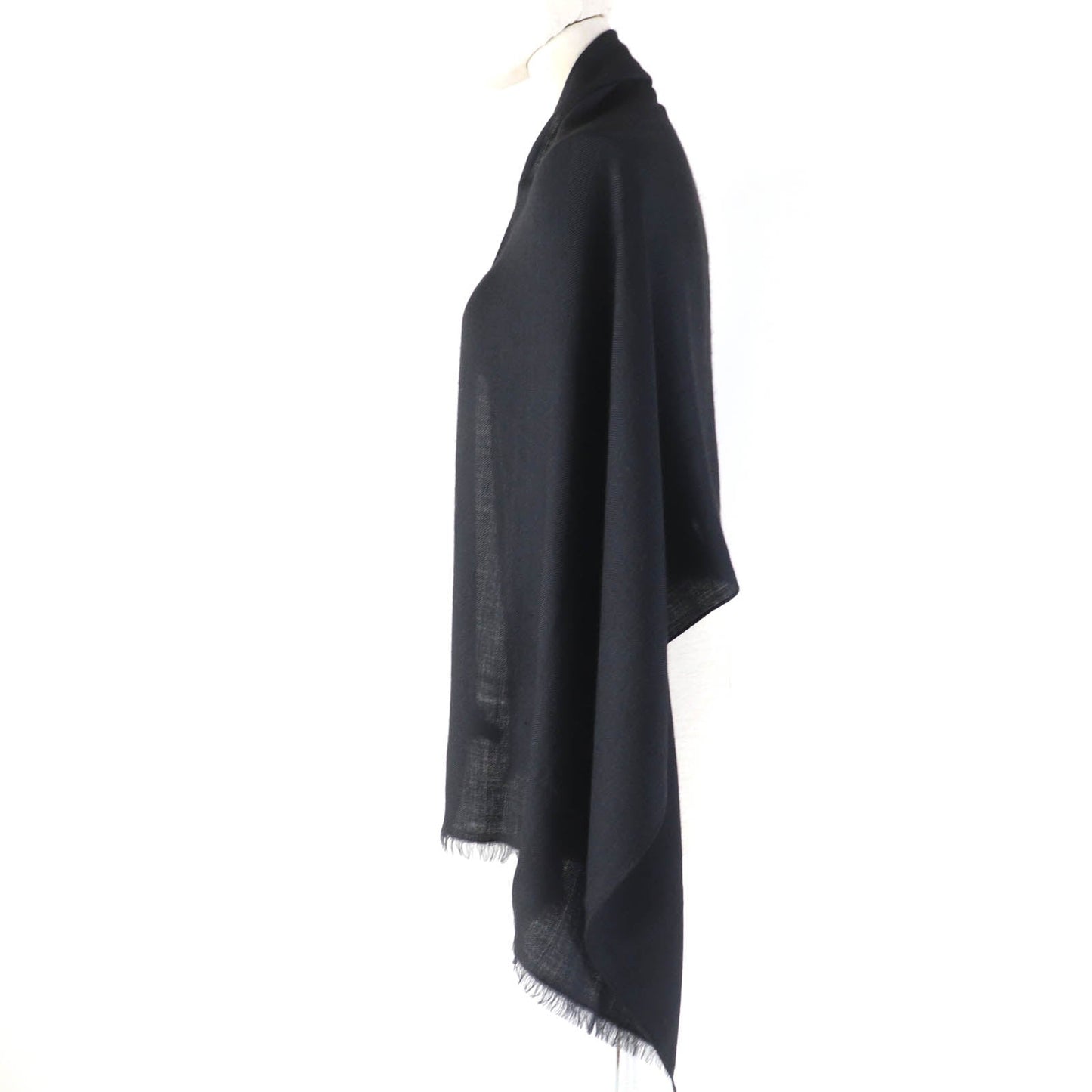 Chanel Cashmere Silk Shawl with Logo and Fringe