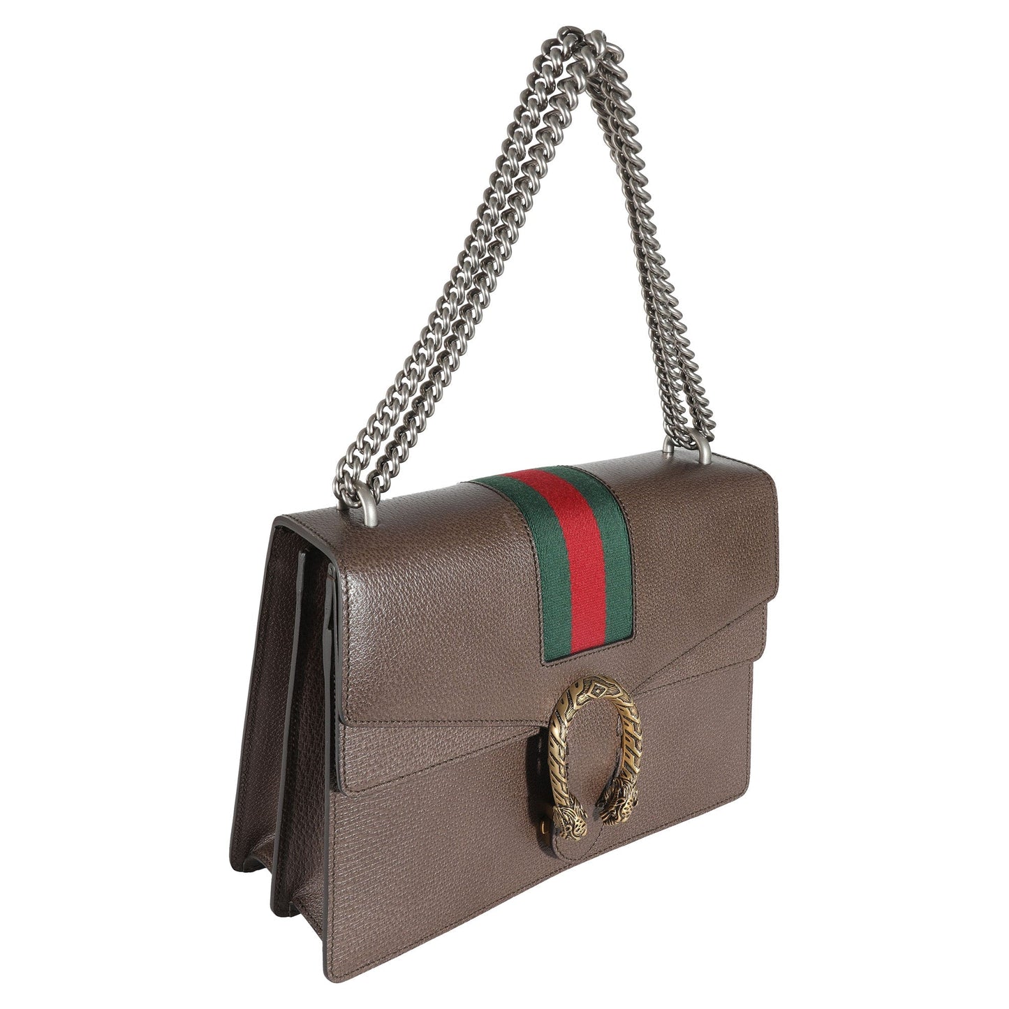 Luxury Gucci Trending 2025 Brown Textured Calfskin Web Medium Dionysus