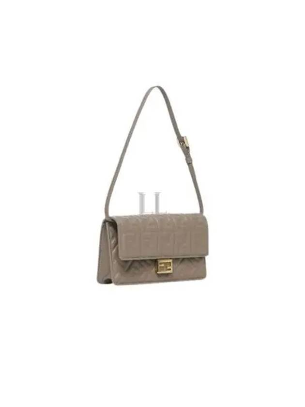 Luxury Fendi FF Baguette Nappa Leather Long Wallet Grey