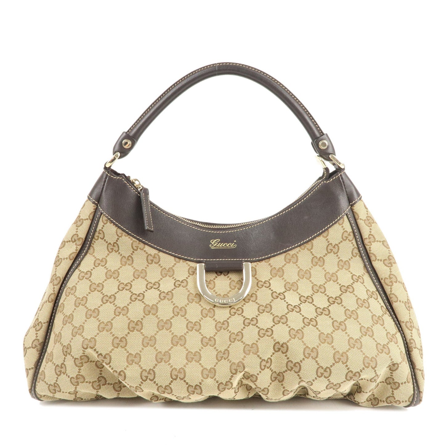 Luxury Gucci Trending 2025 Abbey GG Canvas Leather Shoulder Bag Beige brown 189833