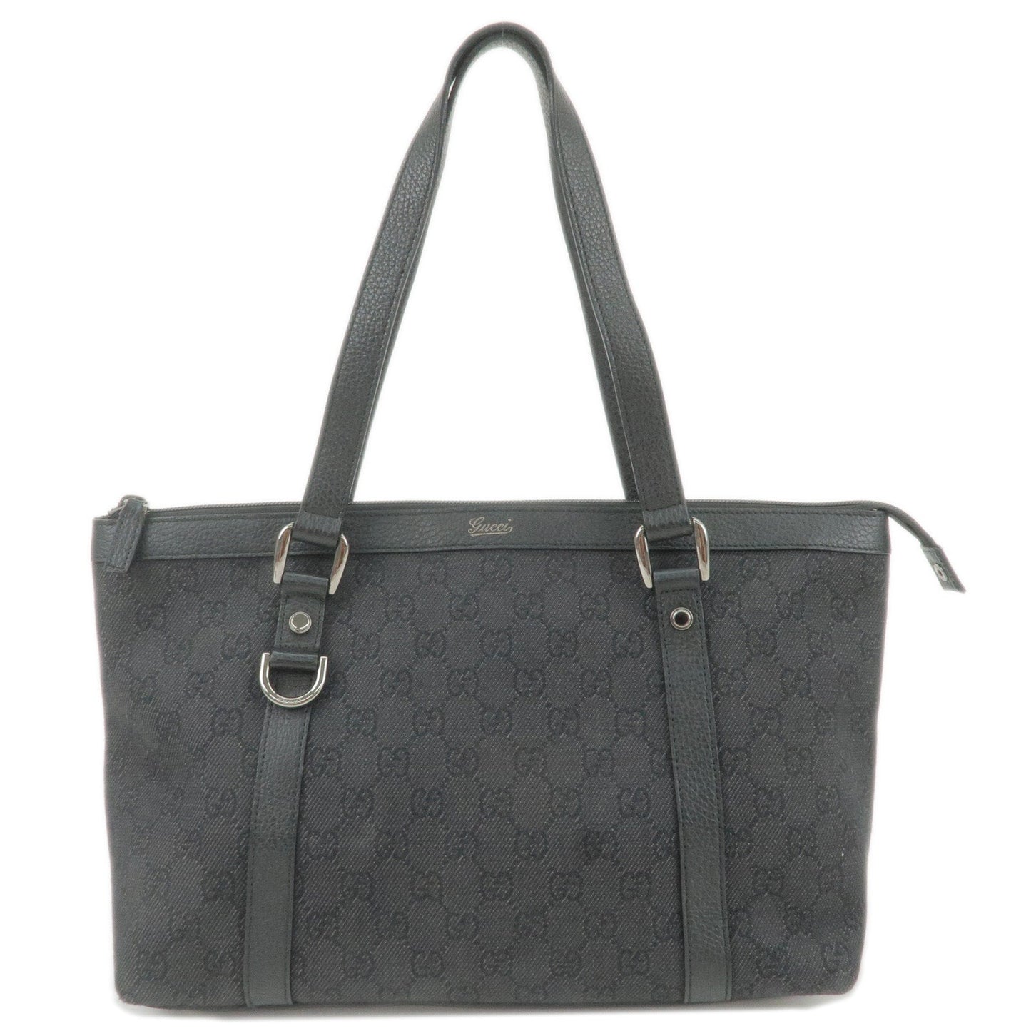 Luxury Gucci Abbey GG Canvas Leather Tote Bag Hand Bag Black 268640