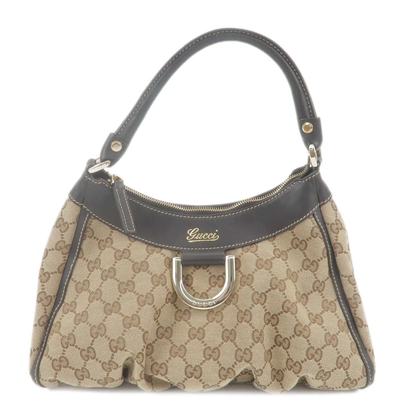 Luxury Gucci Trending 2025 Abbey GG Canvas Leather Shoulder Bag Beige Brown 190525