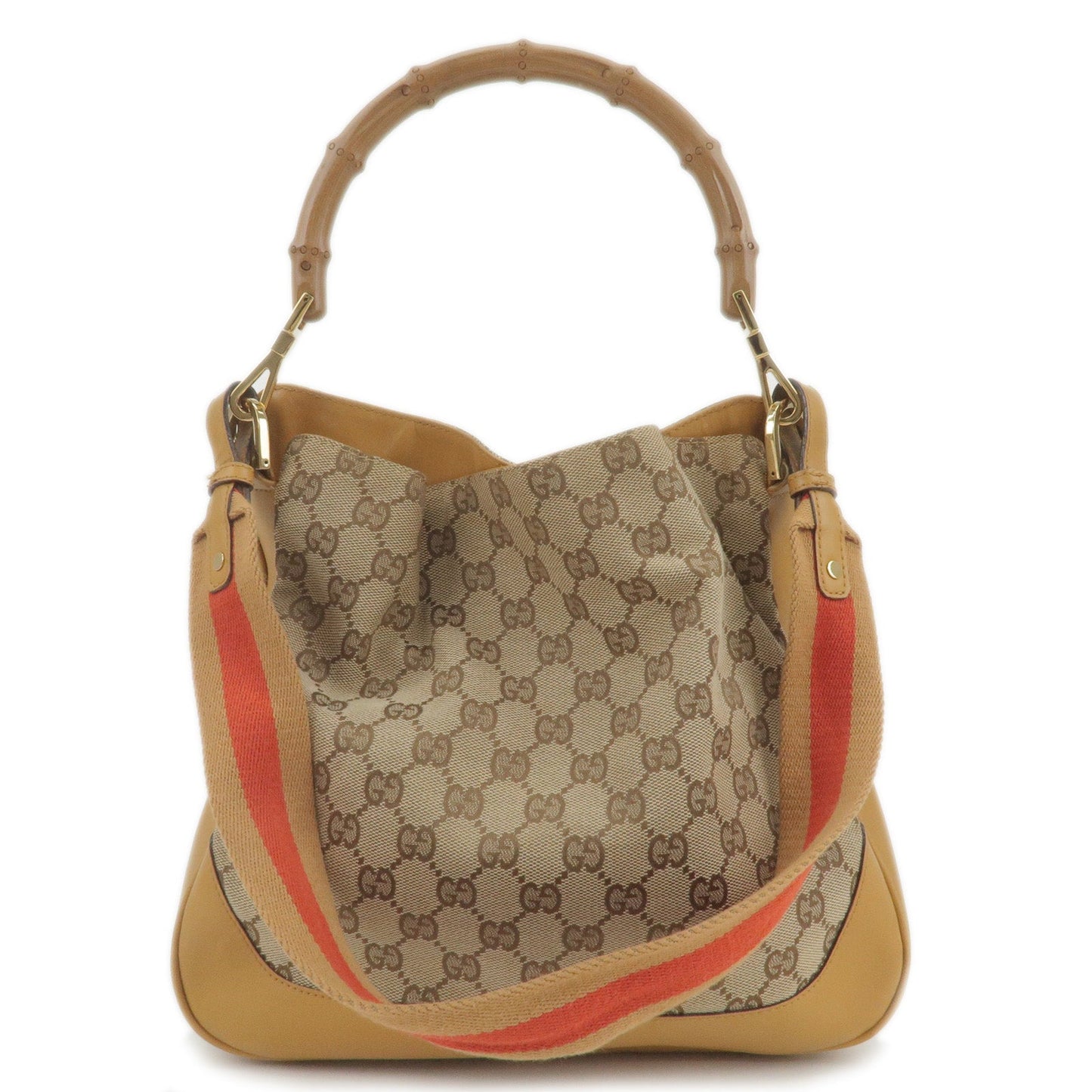 Luxury Gucci Bamboo GG Canvas Leather 2Way Shoulder Bag 001.4095