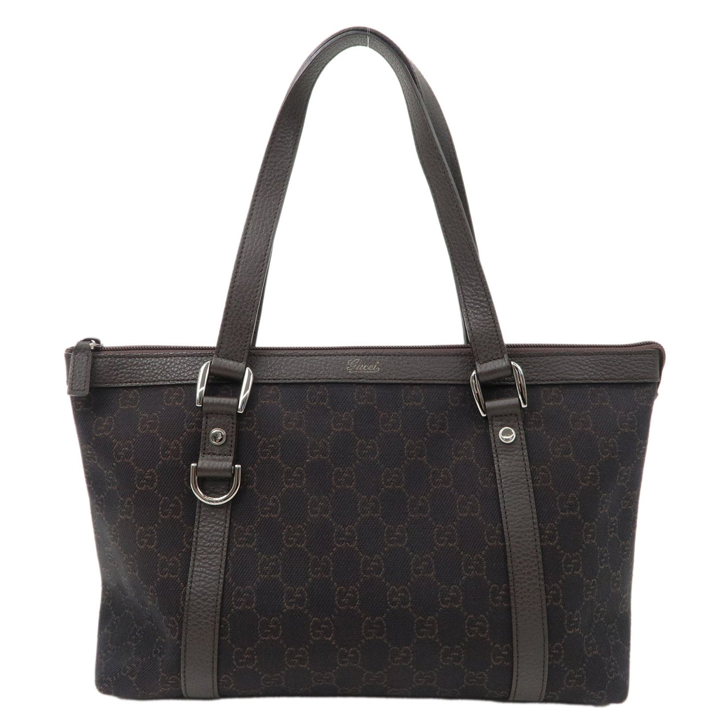 Luxury Gucci Abbey GG Leather Tote Bag Hand Bag Dark Brown 268640