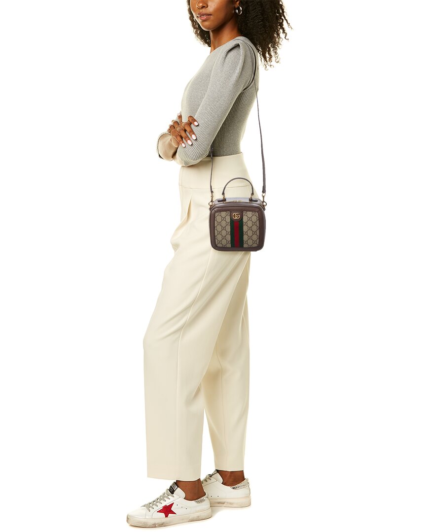 Luxury Gucci Trending 2025 Ophidia Mini GG Supreme Canvas & Leather Top Handle Bag