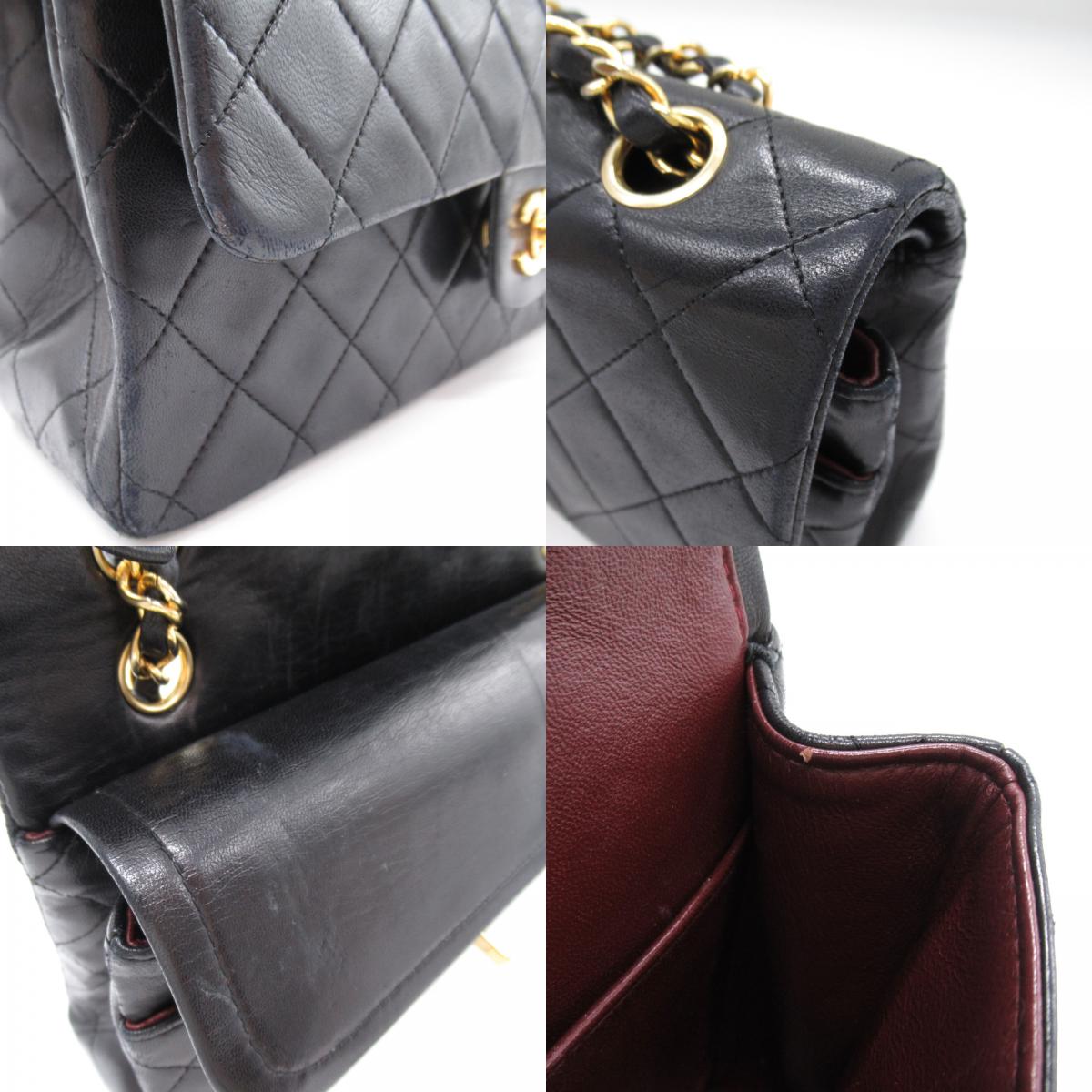 Chanel Double Flap Chain Shoulder Shoulder Bag Black A01112