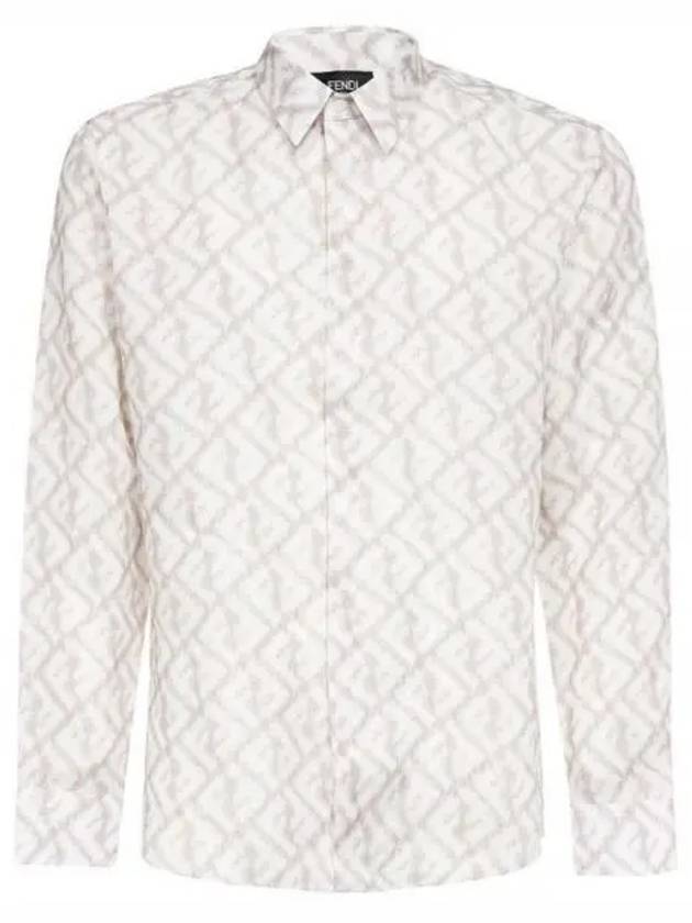 Luxury Fendi FF Linen Long Sleeve Shirt Rock
