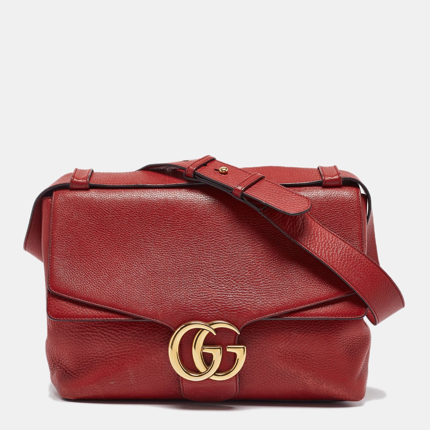 Luxury Gucci Trending 2025 Red Leather Large GG Marmont Shoulder Bag