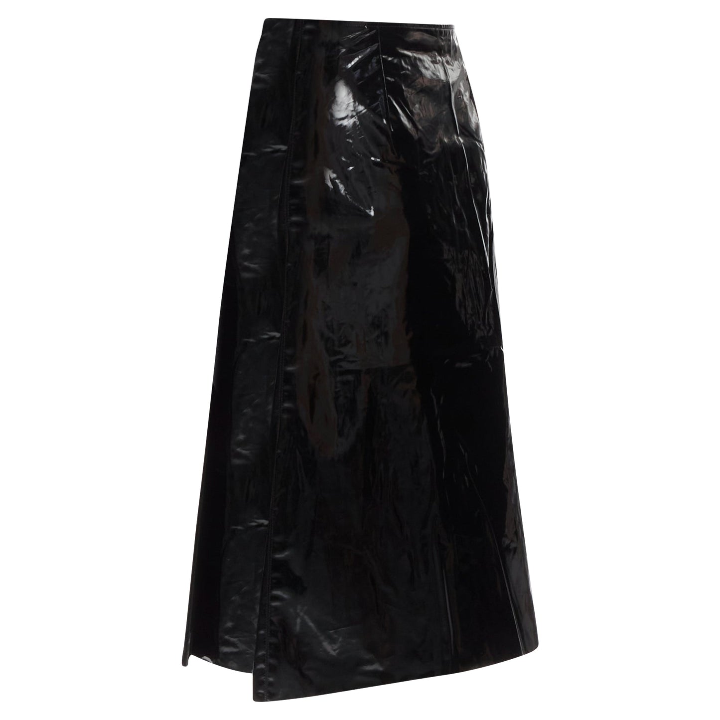 Gucci coated cotton vinyl buckle punk kilt pleated skirt