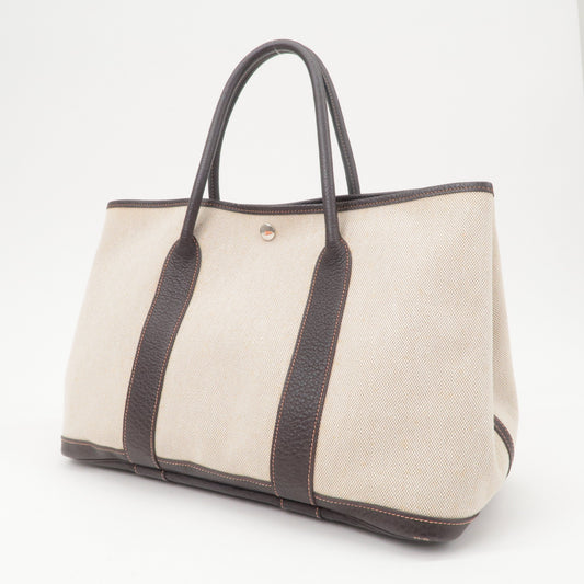 Luxury Hermes Garden Party Toile Ash Leather PM 髫ィ繝サ・ス・。 I Stamped Beige