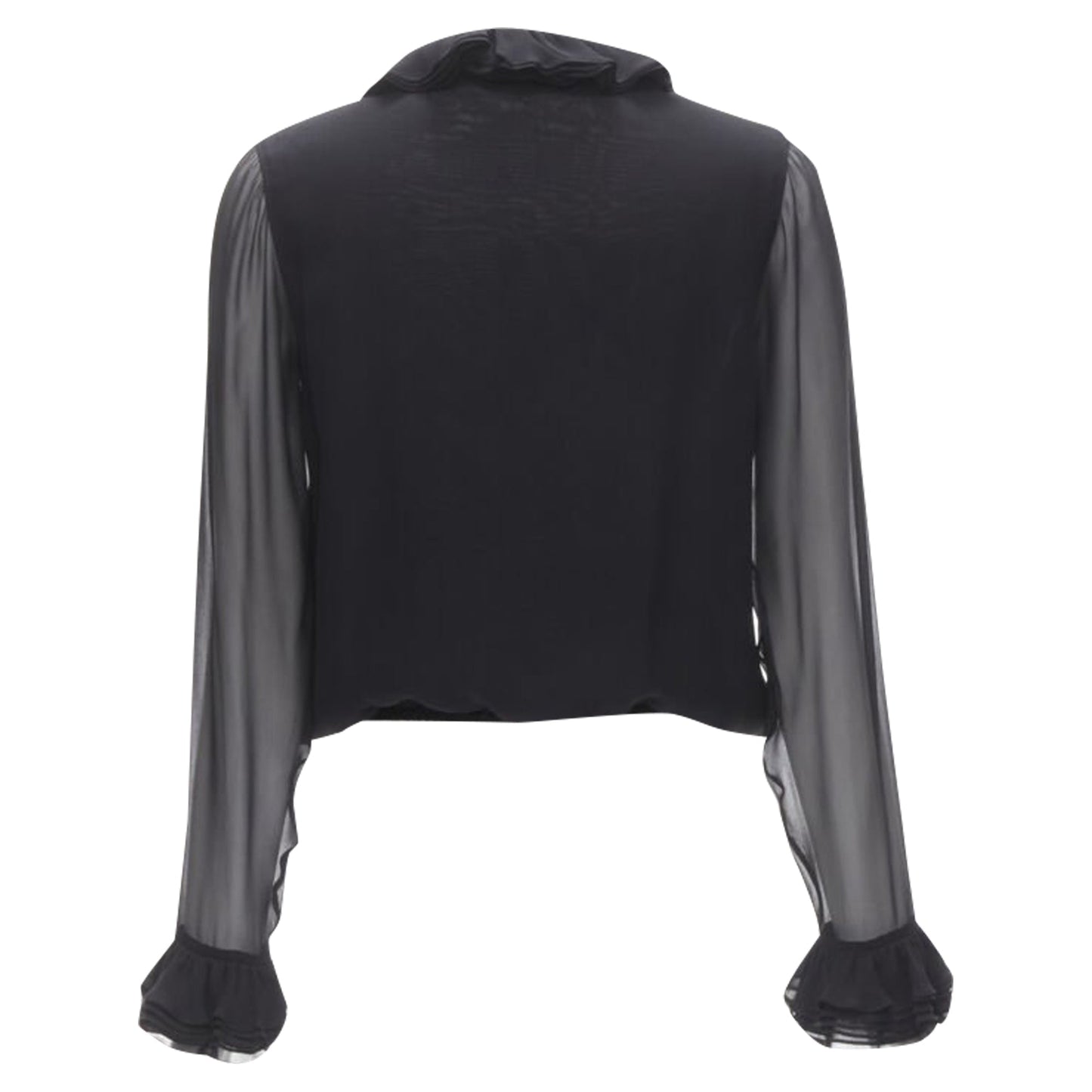 Gucci Tom Ford silk ruffle trim plunge neck blouse