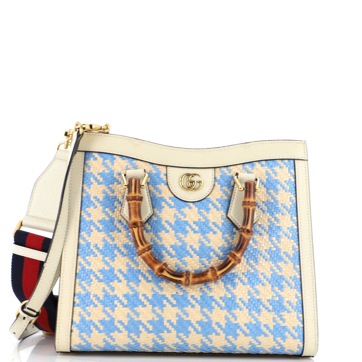 Luxury Gucci Trending 2025 Diana NM Bamboo Handle Tote GG Raffia Small
