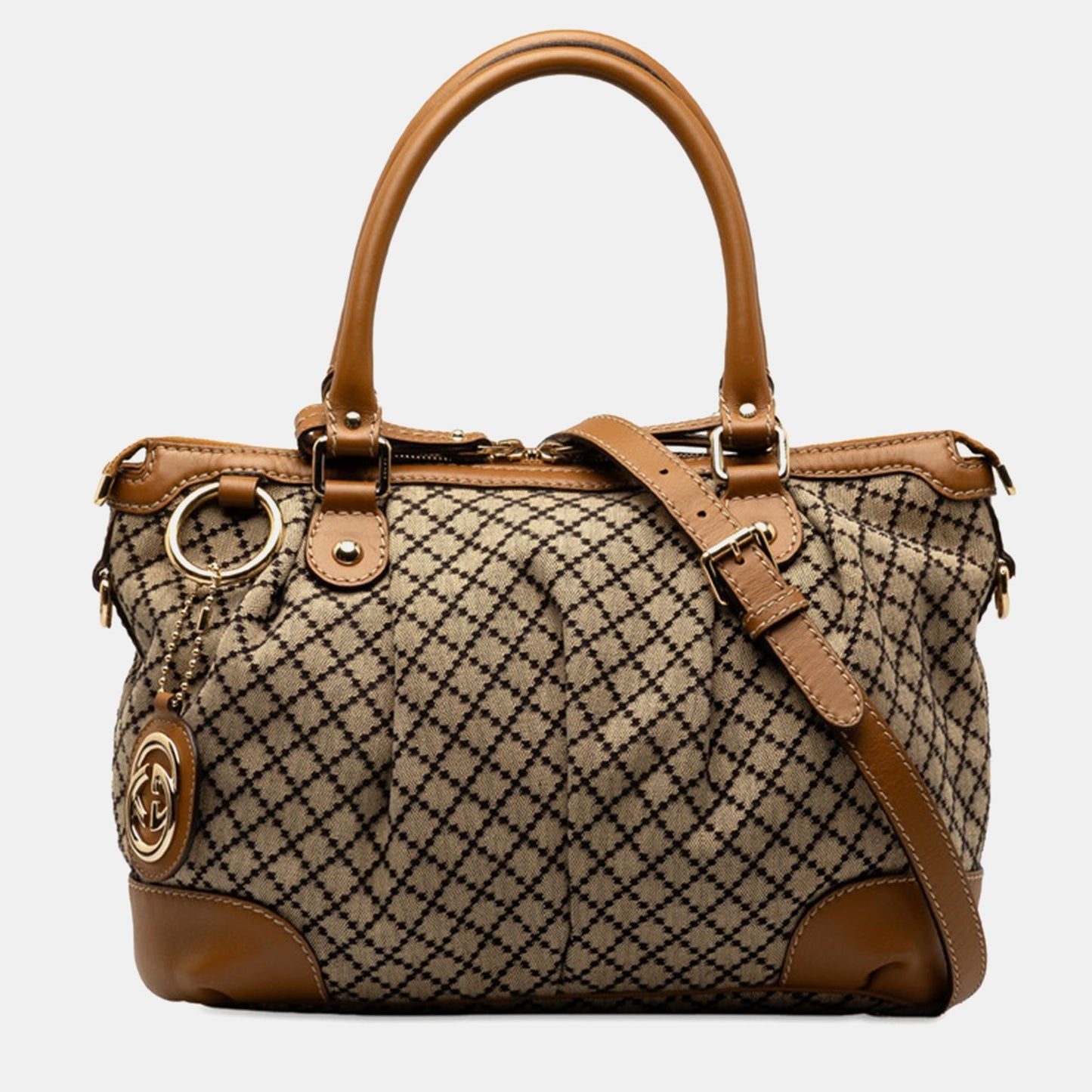 Luxury Gucci Trending 2025 Brown/Beige Diamante Canvas And Leather Sukey Tote Bag