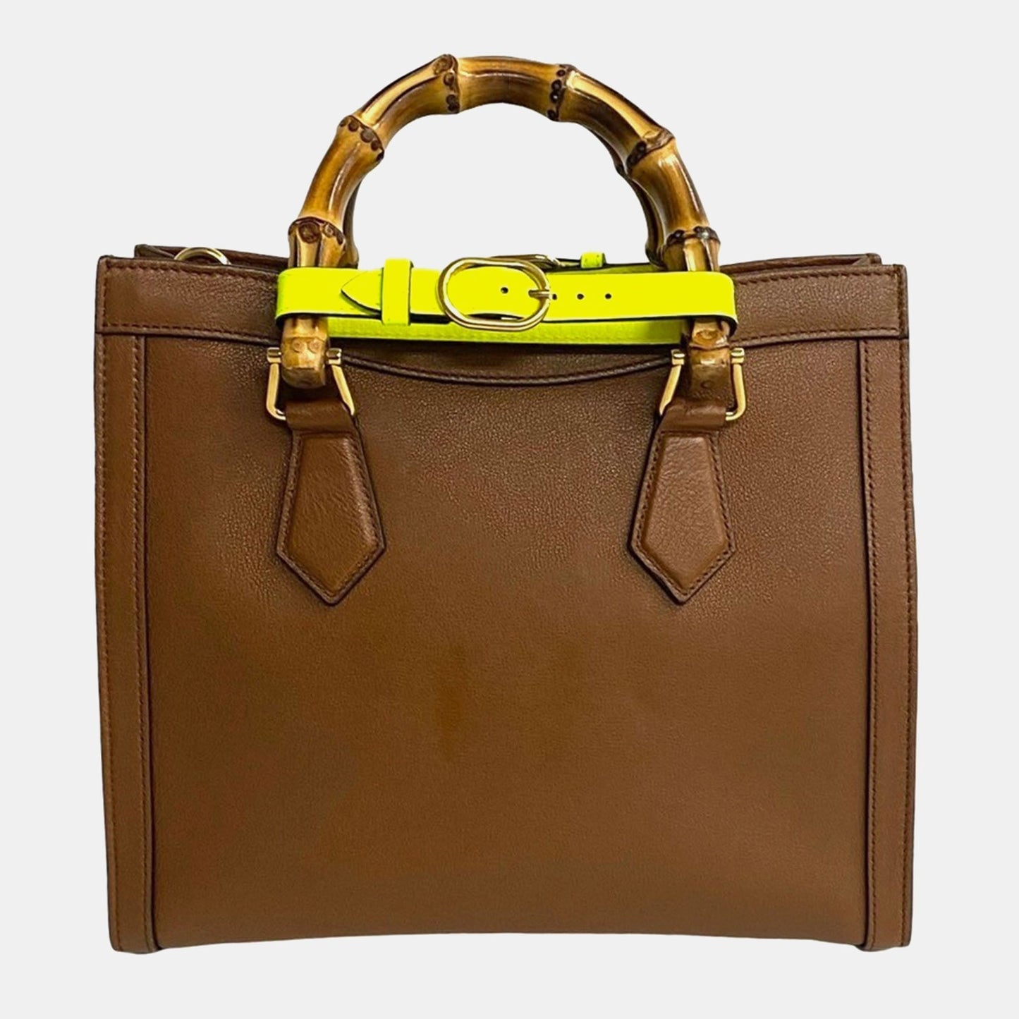 Luxury Gucci Trending 2025 Brown Leather Diana Bamboo Small Tote Bag