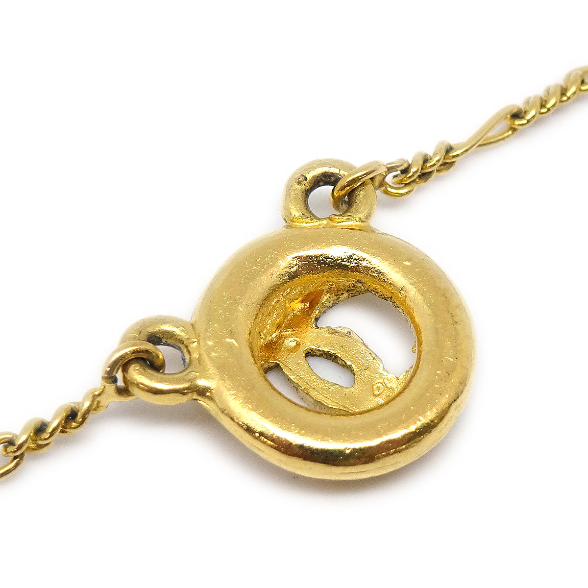 Luxury Chanel 1983 Circled CC Gold Chain Pendant Necklace