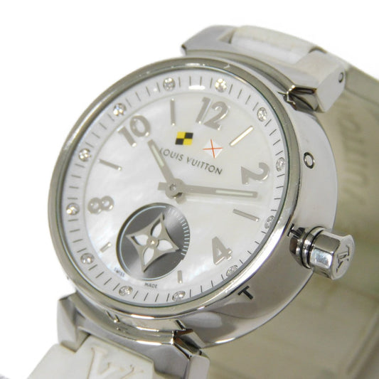 LOUIS VUITTON Watches Quartz Q12M0 Stainless Steel , Leather white 12P diamond Tambour Lovely Cup White shell dial