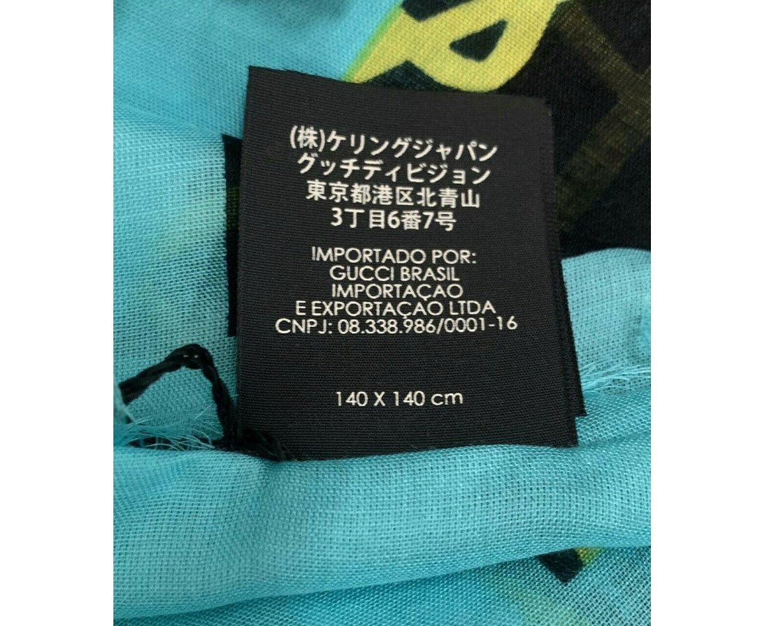 Gucci Women's Ghost blue yellow GG Star Modal Silk Scarf Shawl