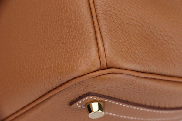 Luxury Hermes BIRKIN 25 - 40CM (WITH SERIAL NUMBER) GOLD COLOR TOGO LEATHER, GOLD HARDWARE, WITH KEYS, LOCK, DUST & BOX