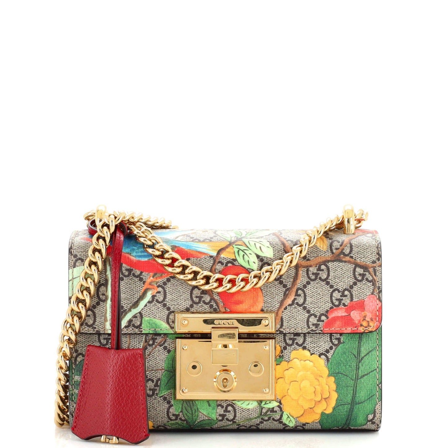 Luxury Gucci Trending 2025 Padlock Shoulder Bag Tian Print GG Coated Canvas Small