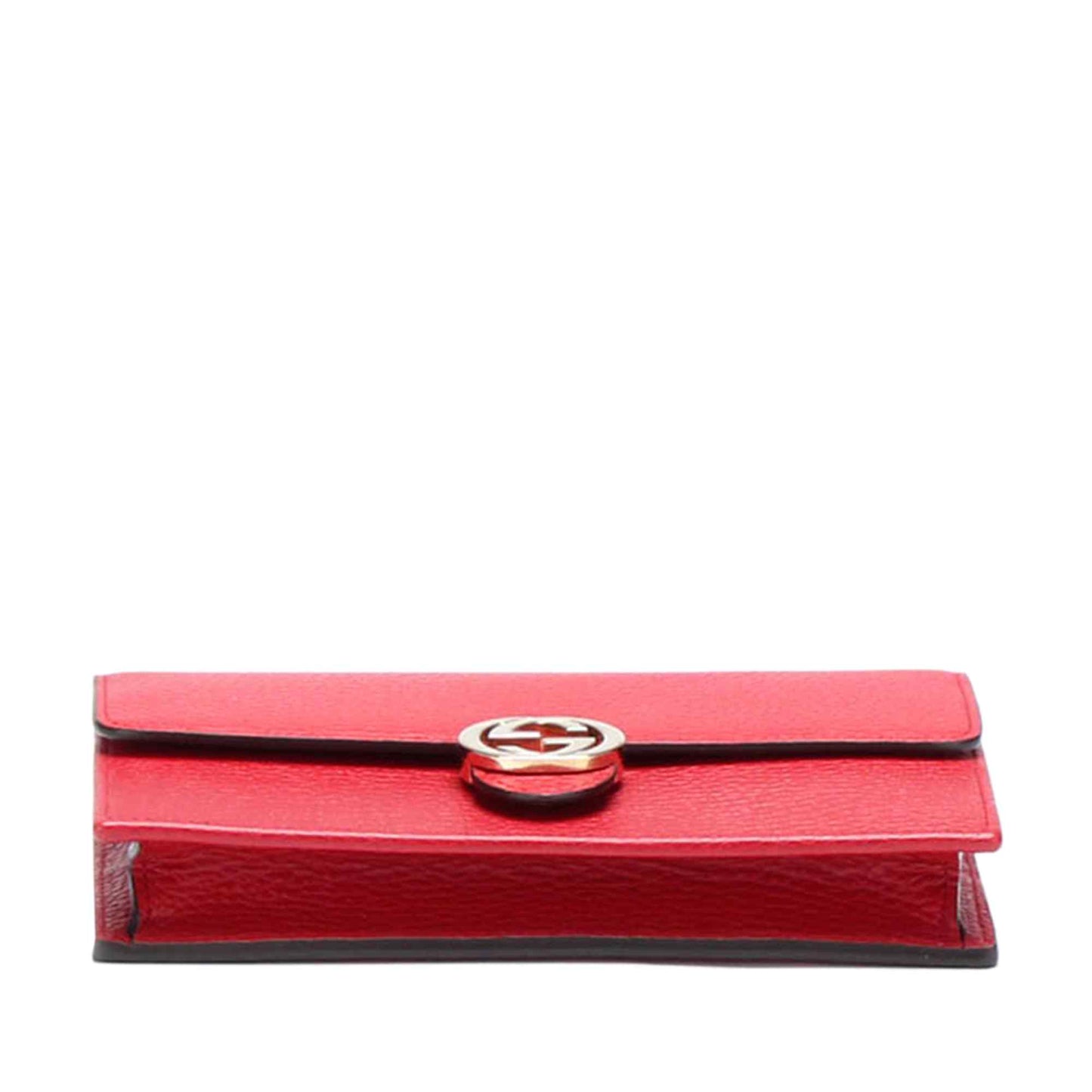 Luxury Gucci Trending 2025 Women's Interlocking G Chain Leather Wallet on Chain Crossbody Bag ()
