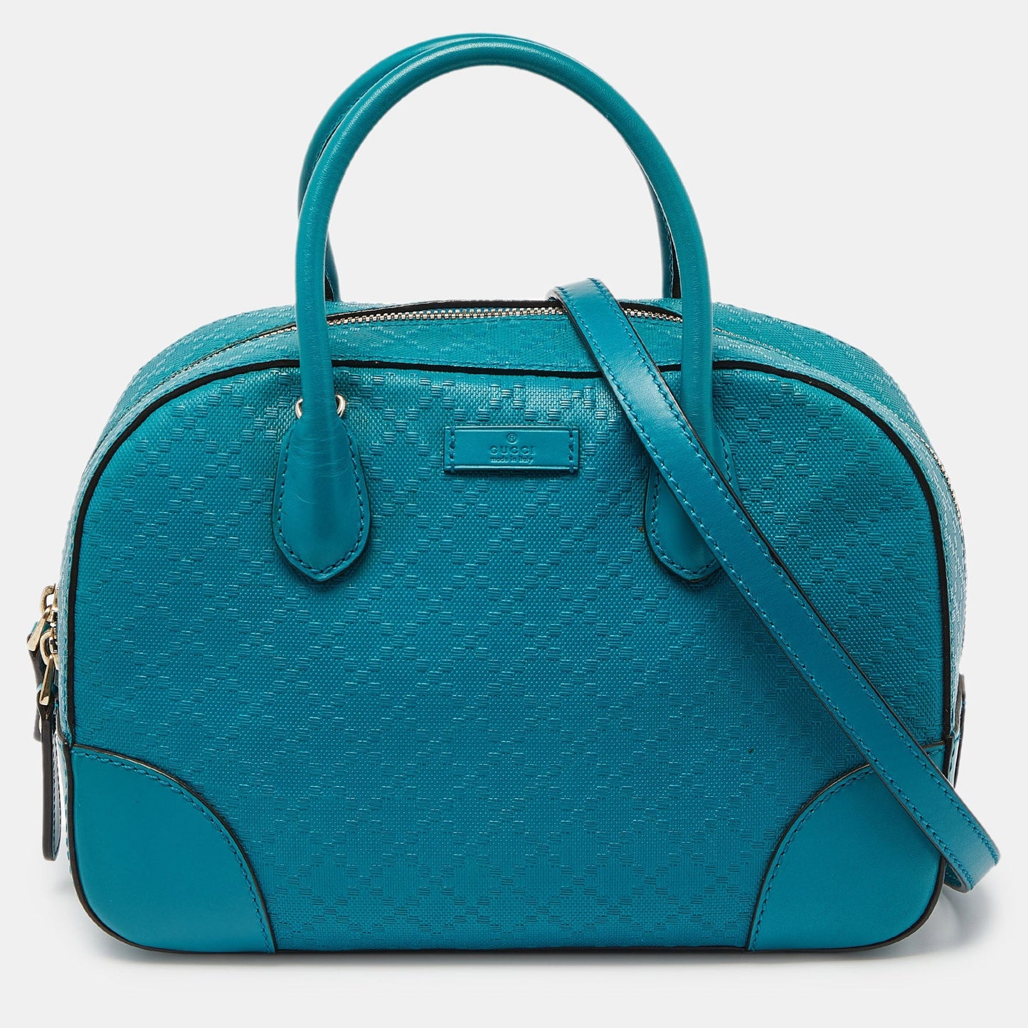 Luxury Gucci Trending 2025 Turquoise Diamante Leather Small Satchel
