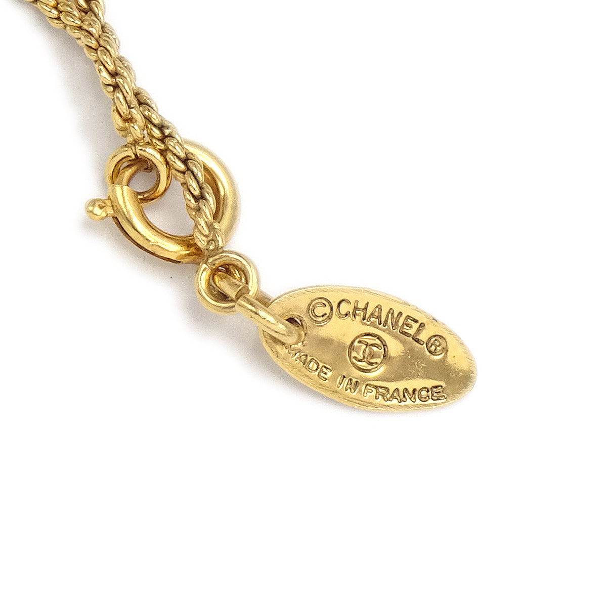 Luxury Chanel Medallion Gold Chain Pendant Necklace 3623