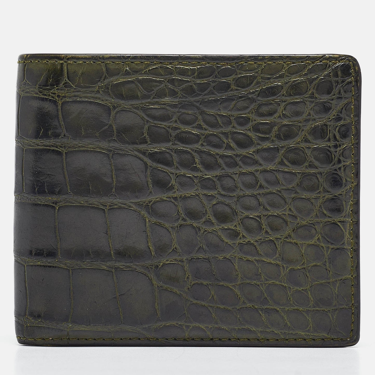 Luxury Gucci Trending 2025 Green Crocodile Bifold Compact Wallet