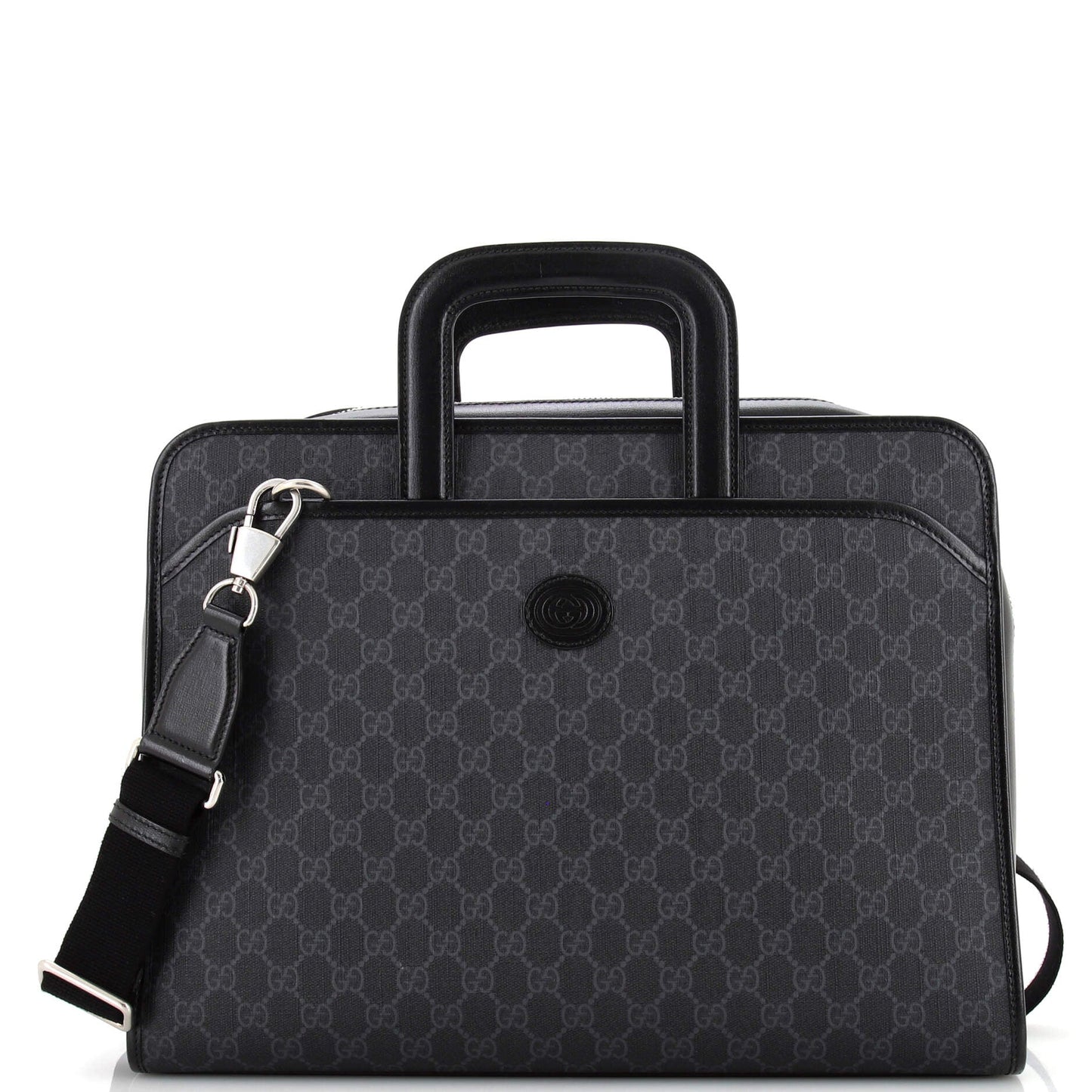 Luxury Gucci Trending 2025 Interlocking G Patch Convertible Briefacase GG Coated Canvas