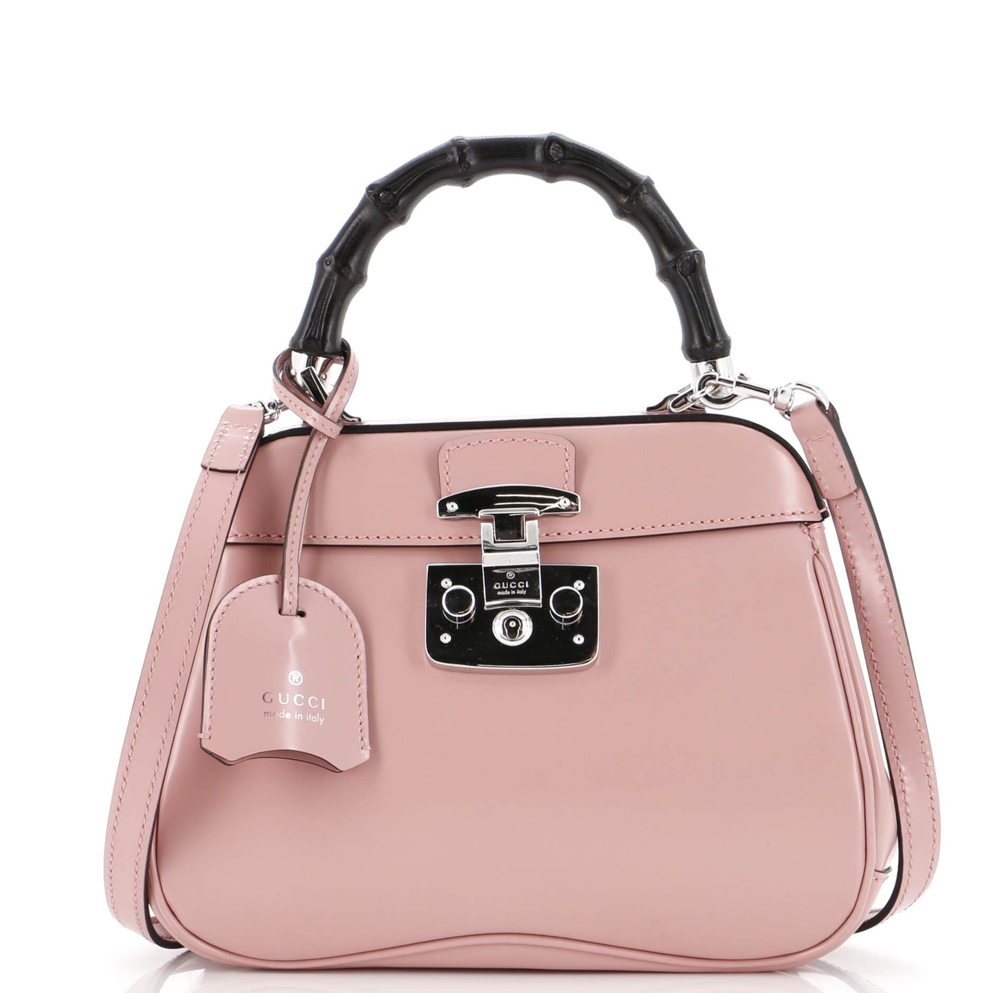 Luxury Gucci Trending 2025 Lady Lock Bamboo Top Handle Bag Leather Mini
