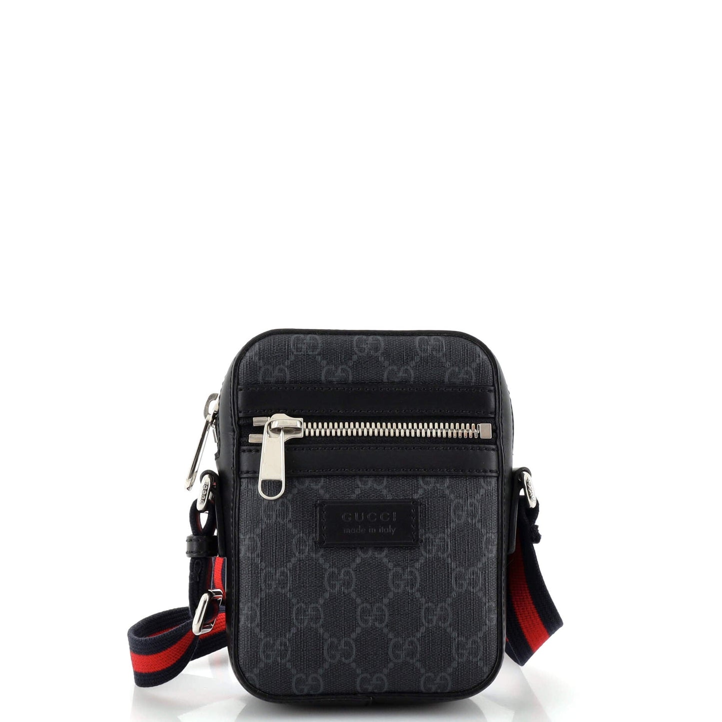 Luxury Gucci Trending 2025 Web Strap Front Zip Messenger Bag GG Coated Canvas Mini