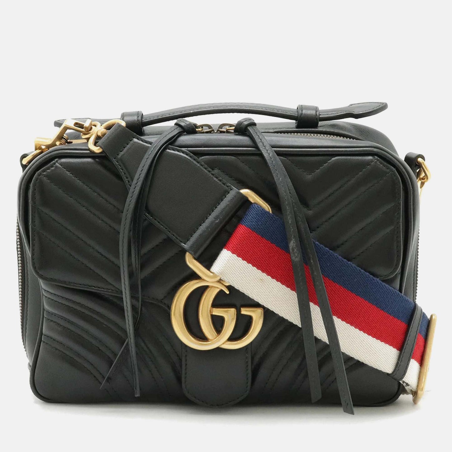 Luxury Gucci Trending 2025 Black Leather GG Marmont Quilted Handbag