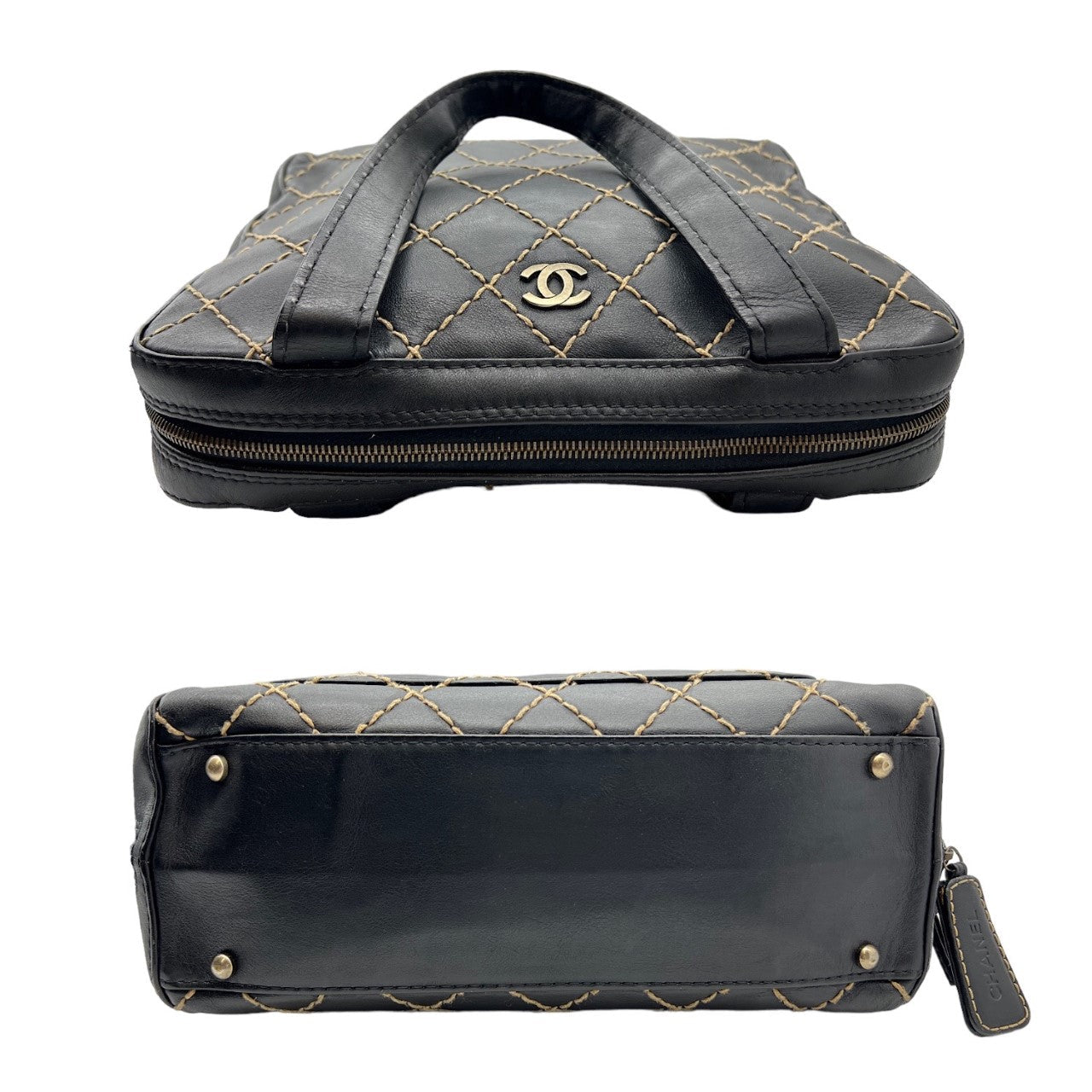 Luxury Chanel bag Black Quilted Wild Stitch Handbag