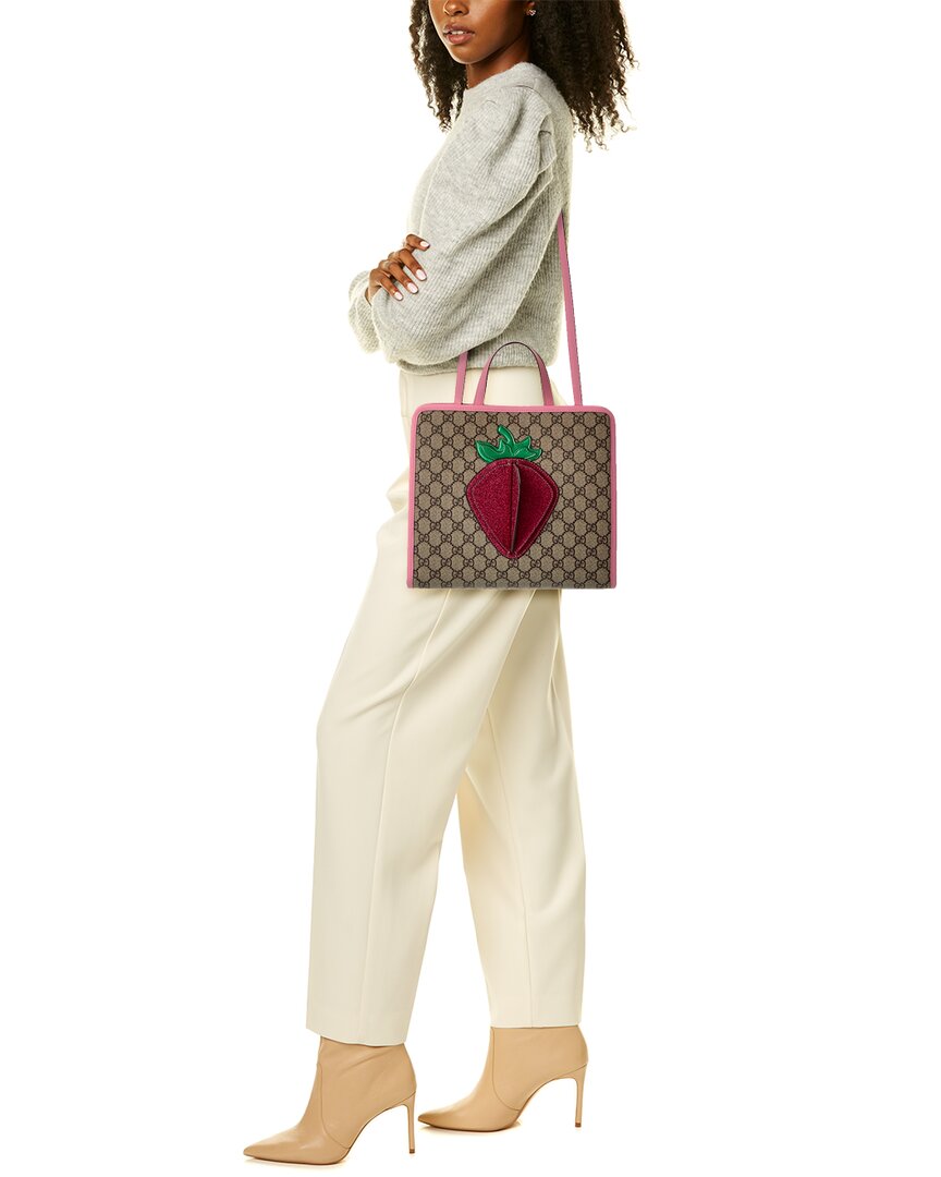 Gucci Strawberry GG Supreme Canvas & Leather Tote