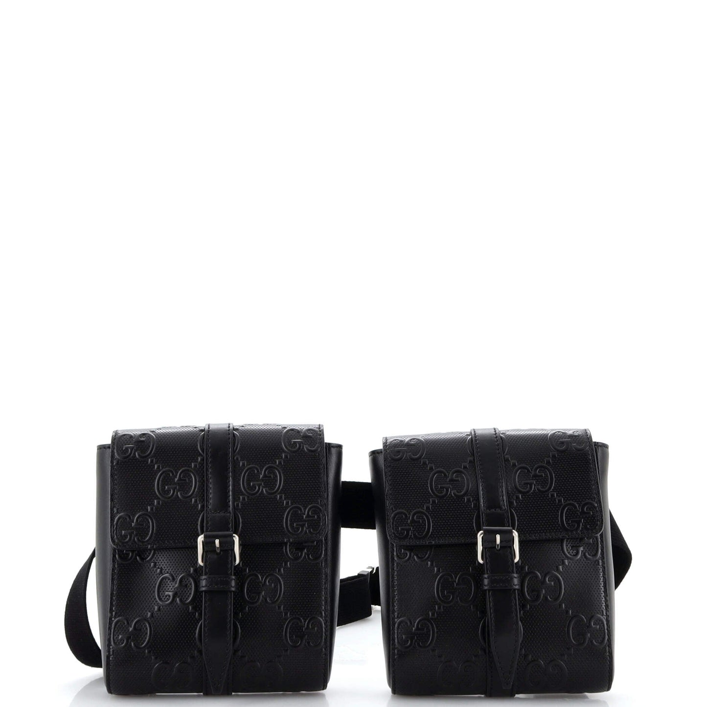 Luxury Gucci Trending 2025 Double Belt Bag GG Embossed Perforated Leather